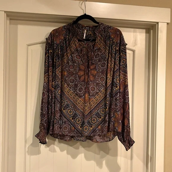 Free People Little Runaway Peasant Boho Blouse Medium - Picture 4 of 6